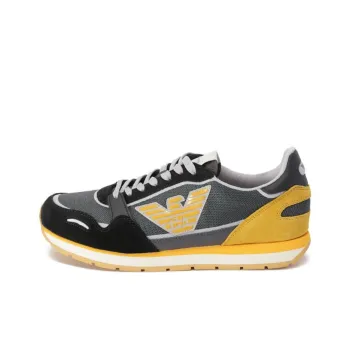 EMPORIO ARMANI Low Top Casual Shoes Men's Black Duck Green & Multicolor