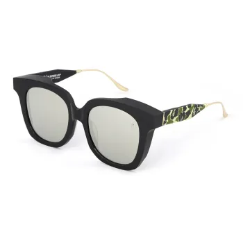 A BATHING APE Stainless Steel Acetate Oval Sunglasses Unisex