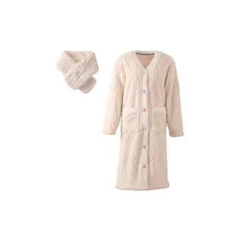 JINGYUN Pajama Robe Women's Pear White