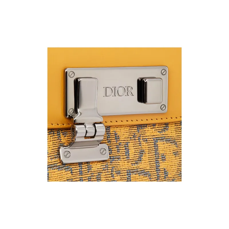 DIOR Lock Smooth Cow Leather Clutch, Shoulder Bag, Crossbody Bag Mini Men's Gold-5