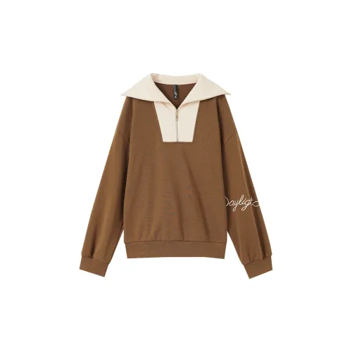 OUNIXUE Sweatshirts Women's Coffee And Apricot