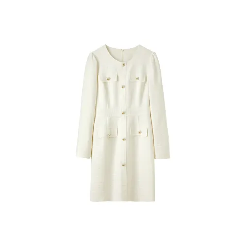 FANQIN Long-Sleeved Dresses Women's Ecru