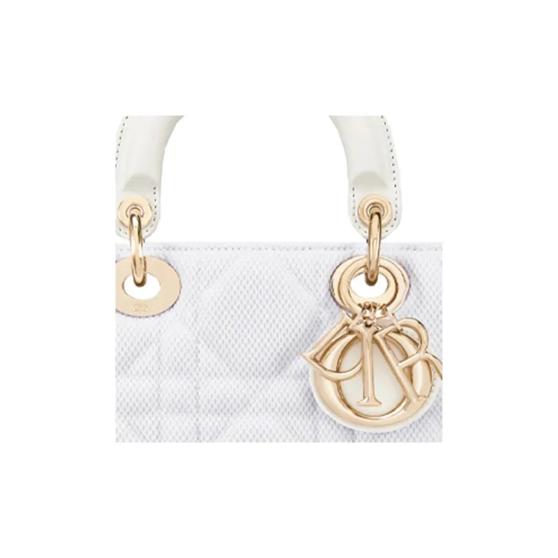 DIOR Lady D-JOY Technical Fabric Handbags Shoulder Bag Crossbody Bag Women's White-5
