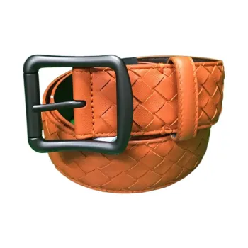 Bottega Veneta Inner Side Letter Pin Buckle Leather Belts Unisex Brown