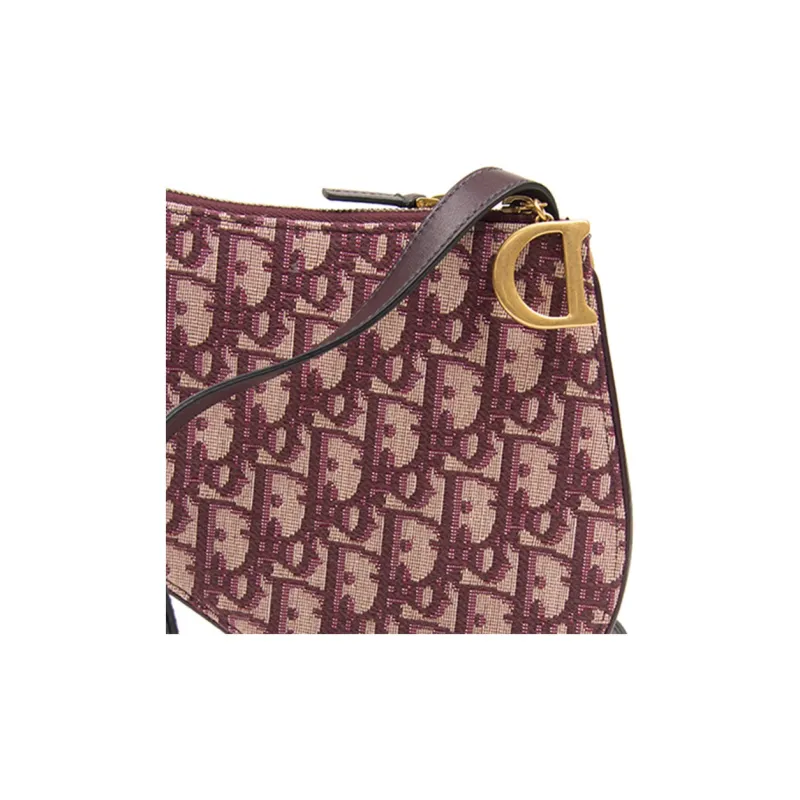 DIOR Saddle Canvas Shoulder Bag Crossbody Bag Women's Burgundy-4