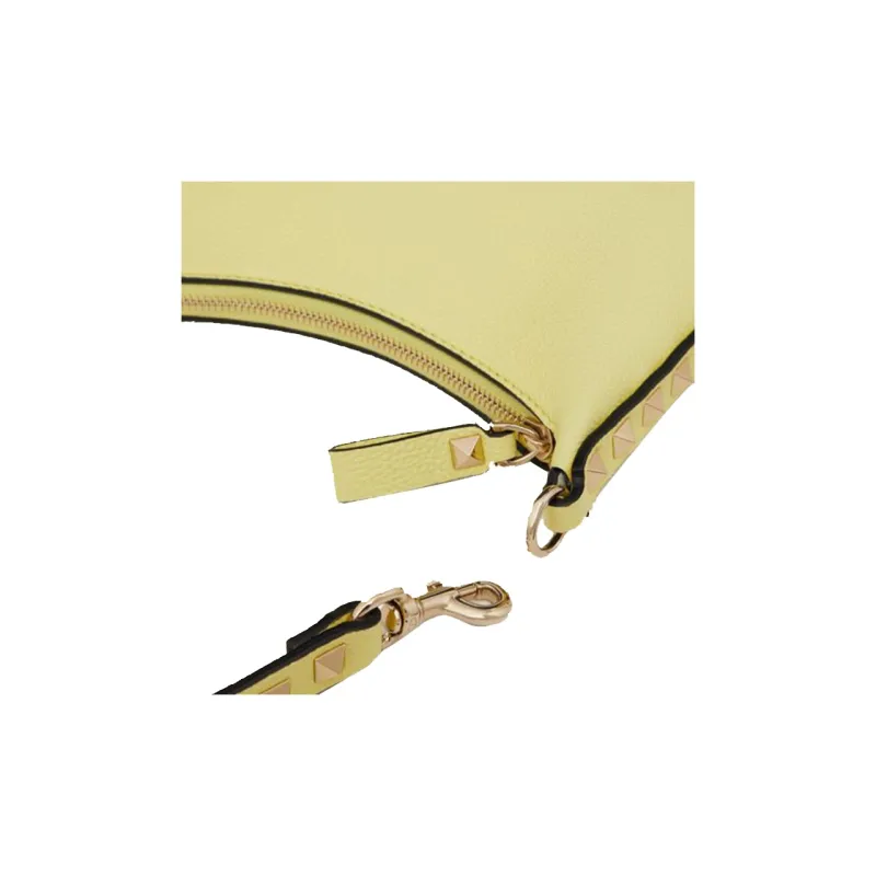 Valentino Rockstud Calfskin Handbag Shoulder Bag Women's Light Yellow-5