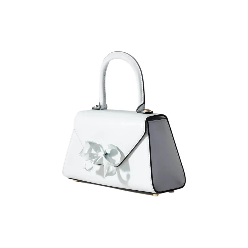 Self portrait Cow Leather Shoulder Bag, Crossbody Bag, Handbag Mini Women's White-2
