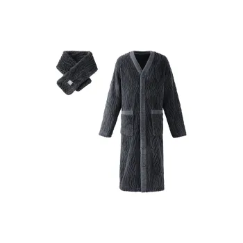 JINGYUN Pajama Robe Men's Night Gray