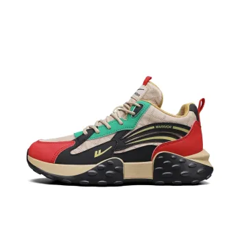 Warrior Anti Slip Wear Resistant High Top Chunky Sneakers Men's Khaki Black Red
