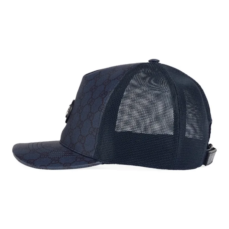 GUCCI Leather Baseball Caps Men's Dark Blue-1