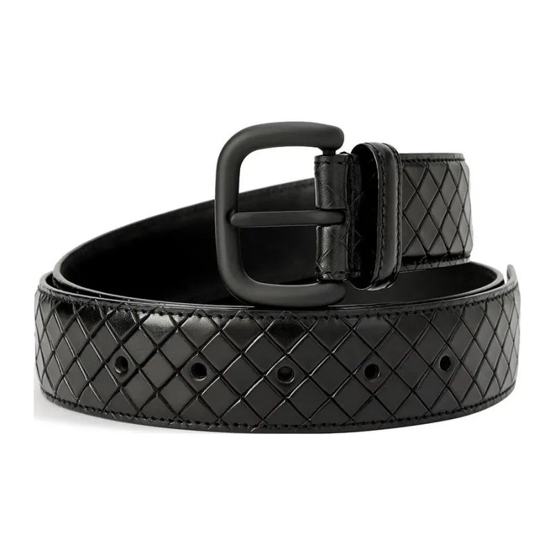Bottega Veneta Square Decoration Pin Buckle Unisex Black 4CM-0