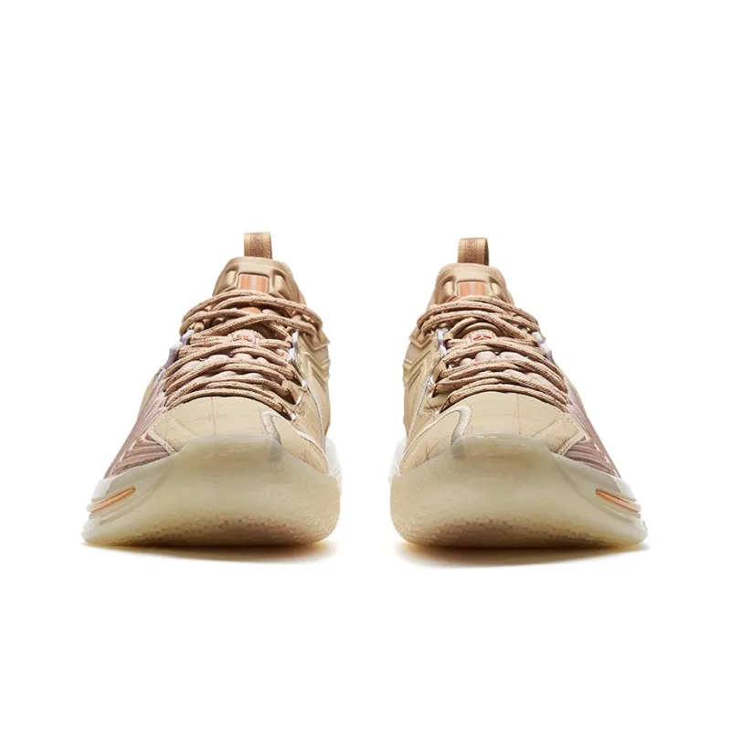 XTEP Jeremy Lin Three Generations Slip Resistant Low Top Basketball Shoes Men's Brown Gray/Linen Light Brown-4