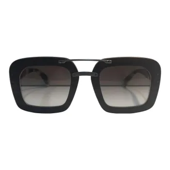 PRADA Acetate Irregular Shape Sunglasses Unisex Black