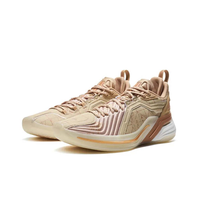XTEP Jeremy Lin Three Generations Slip Resistant Low Top Basketball Shoes Men's Brown Gray/Linen Light Brown-3