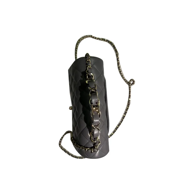 CHANEL Classic Flap CF Sheepskin Handbag, Shoulder Bag, Crossbody Bag Mini Women's Gray-1