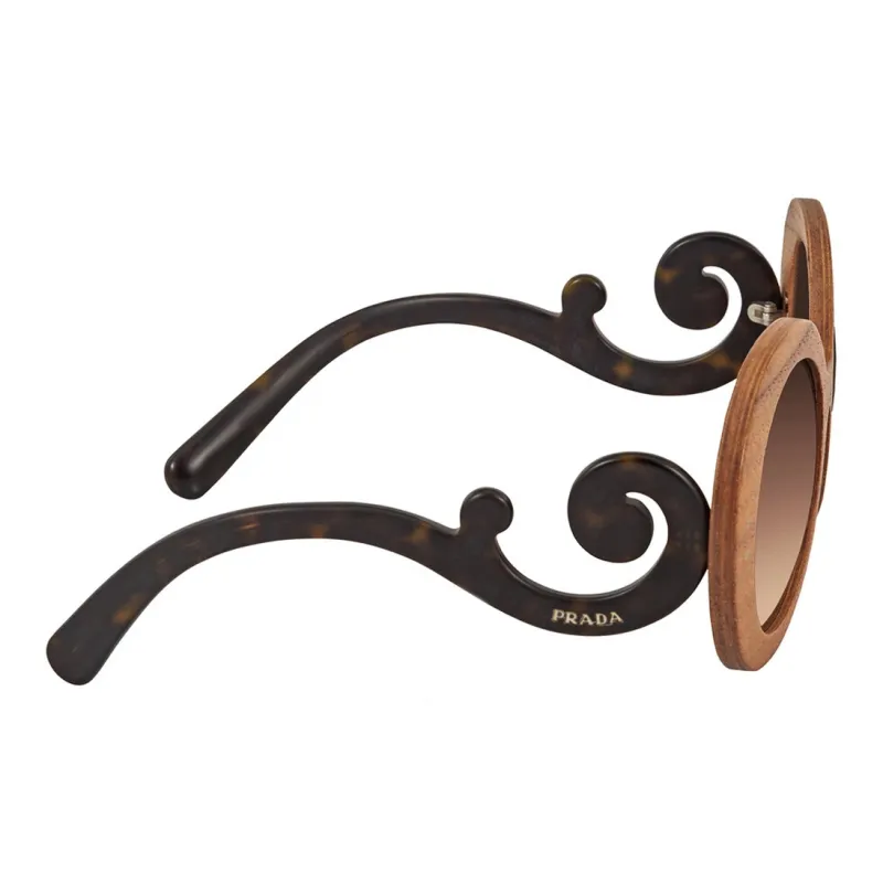 PRADA Acetate Round Sunglasses Unisex Umber-1