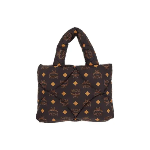 MCM Nylon With Nappa Leather Tote Bag, Shopping Bag, Handbag Large Size Women's Black
