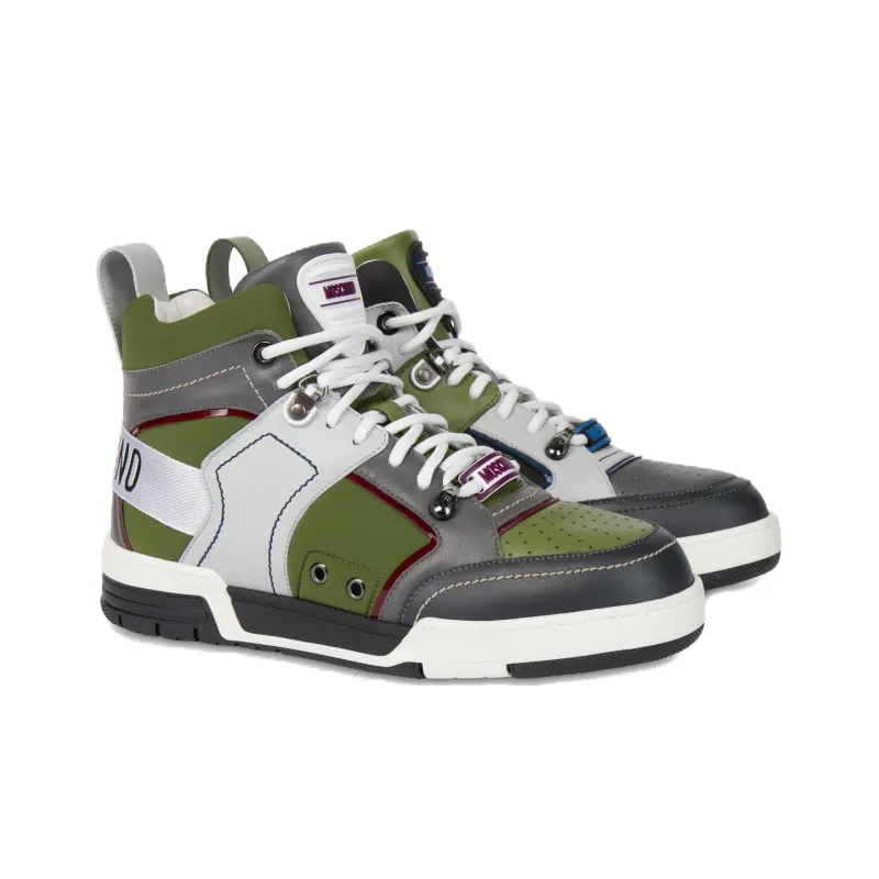 MOSCHINO High Top Lace Up Sneakers-3