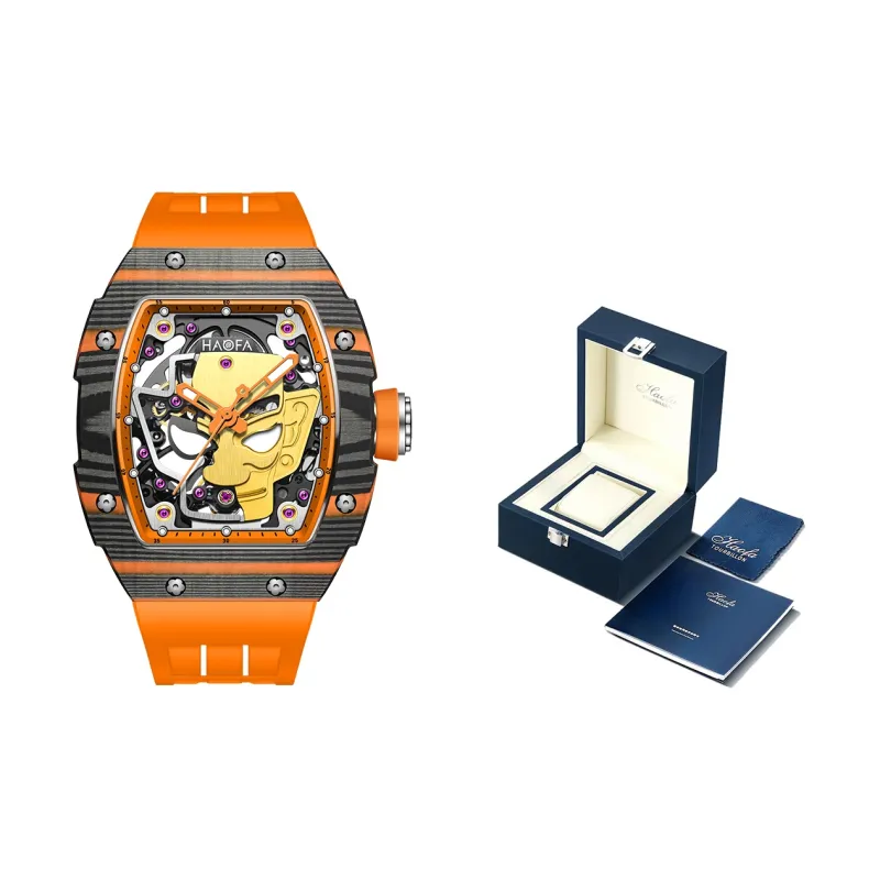 HaofaTourbillon Arknights Series Mechanical Movement Rubber Strap Watch Men's Watches Cut-Out Dial-19