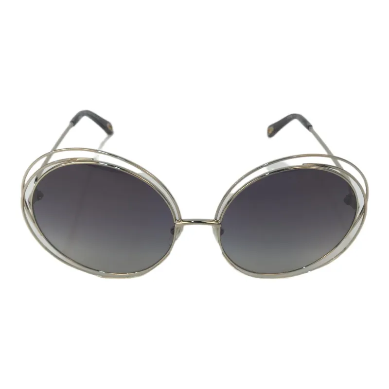 Chloe Metal Round Sunglasses Unisex Gold-0