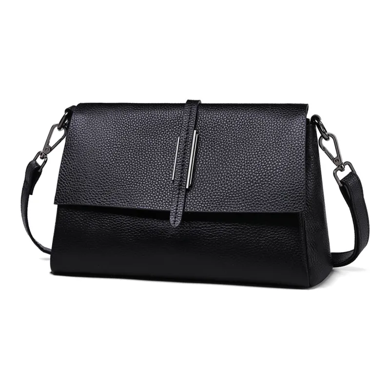 VINEY Cow Leather Shoulder Bag Crossbody Bag Mom Bag Small Size Women's Black-4