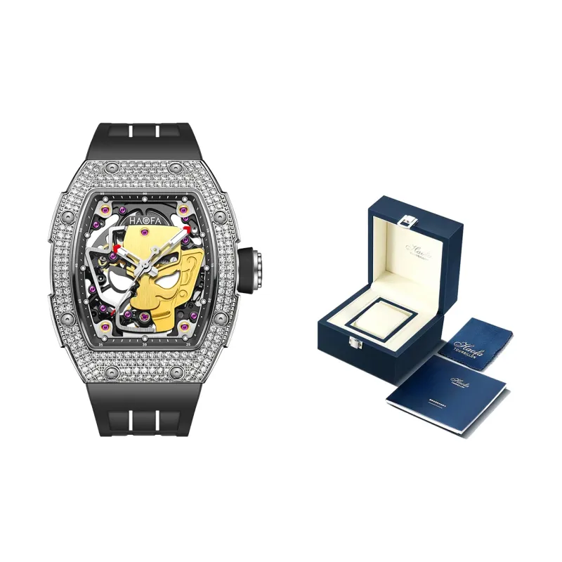 HaofaTourbillon Automatic Mechanical Movement Rubber Strap Watch Men's Watches Cut-Out Dial-1