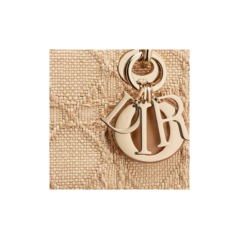 DIOR Lady D-JOY Raffia Grass & Leather Daisie Bag Handbag Shoulder Bag Crossbody Bag Women's Gold/Tawny-5