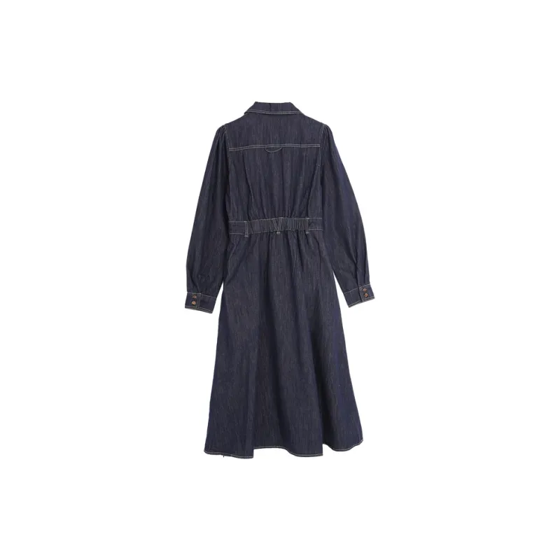 SETIROM Long Sleeved Dresses Women's Dark Blue-1