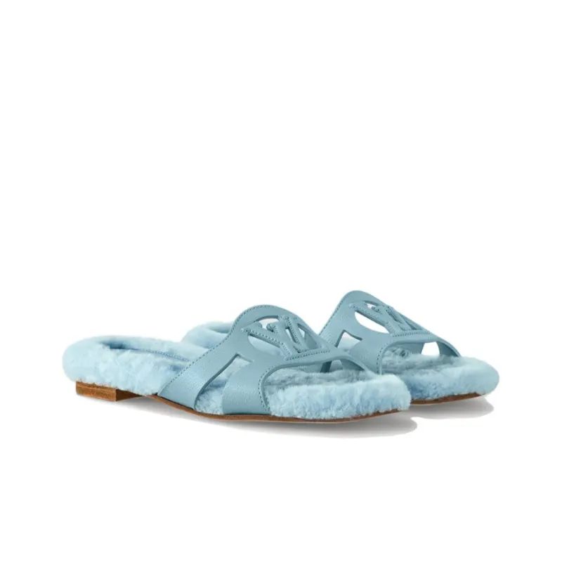 LOUIS VUITTON Isola Rubber Sole Abrasion Resistant Slide Slippers Women's Blue-2