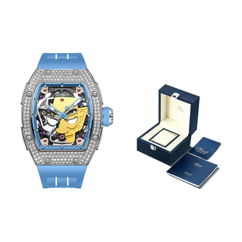 HaofaTourbillon Automatic Mechanical Movement Rubber Strap Watch Men's Watches Cut-Out Dial-9