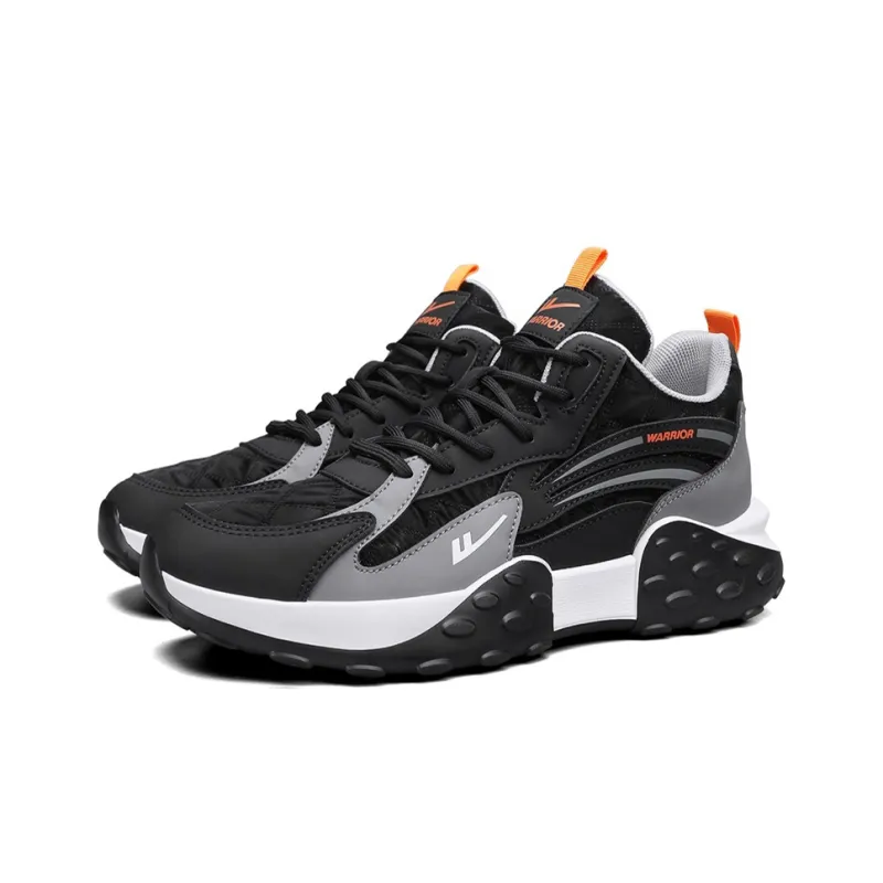 Warrior Cushioning, Slip Resistant, Abrasion Resistant, Height Increasing Low Top Chunky Sneakers Men's Black Gray-2