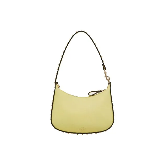 Valentino Rockstud Calfskin Handbag Shoulder Bag Women's Light Yellow-3