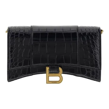 Balenciaga Embossed Logo Plaque Chain Wallet