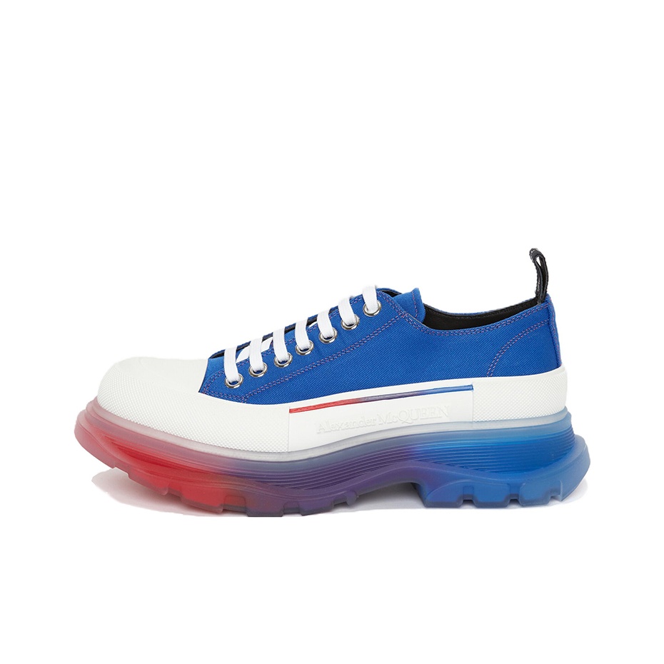 Alexander McQueen Tread Slick Low Lace Up Clear Sole Gradient Electric Blue Off White Bright Red