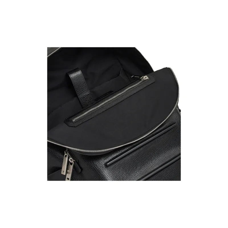 FERRAGAMO Textured Cow Leather Backpack Men's Black-4