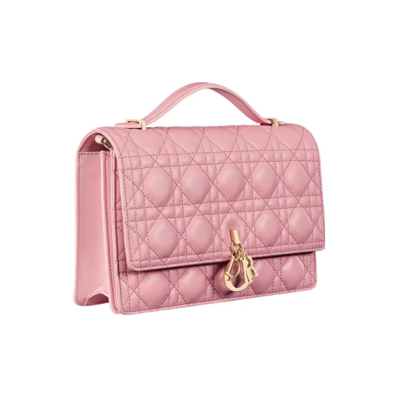 DIOR Wicker Pattern Sheepskin Shoulder Bag Crossbody Bag Handbag Regular Women's Pink-1