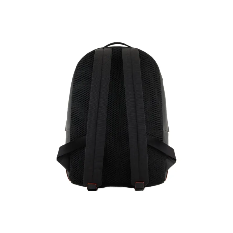 EMPORIO ARMANI Sustainable Series Recycled Nylon Backpack Medium Size Men's Black Red-2