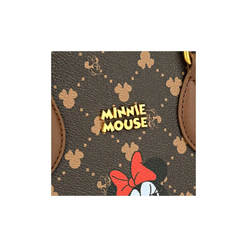 Disney Minnie Series PU Tote Bag, Shopping Bag, Shoulder Bag, Crossbody Bag, Handbag Medium Size Women's Brown-4