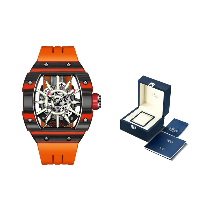HaofaTourbillon Mechanical Movement Rubber Strap Watch Men's Watches Cut-Out Dial-1