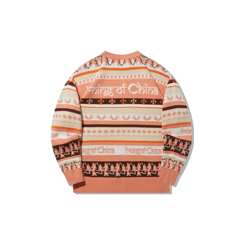 LiNing Knitwear Unisex Sunset Cloud Orange Jacquard-1