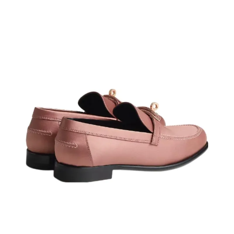 HERMES Destin Loafers Women's Rosewood Color-4