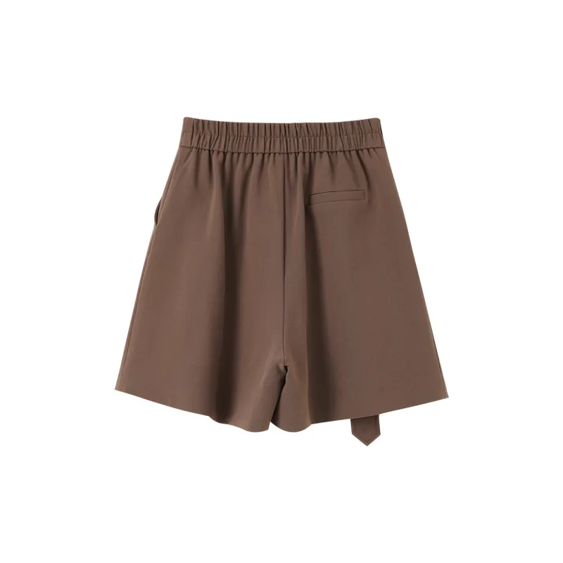 OUNIXUE Casual Shorts Women's Coffee-1