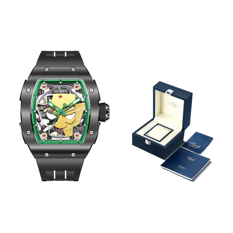 HaofaTourbillon Mechanical Movement Rubber Strap Watch Men's Watches Black Dial-14