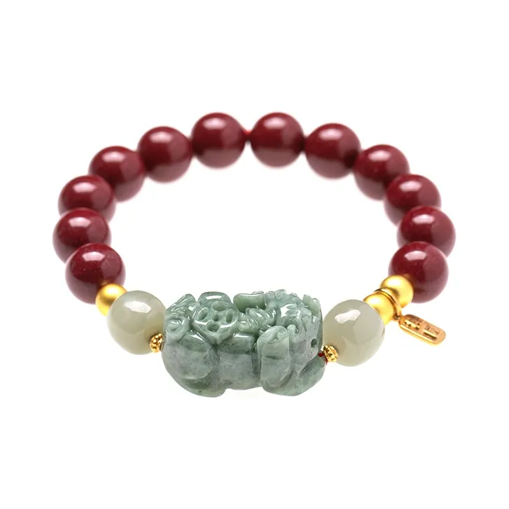 Lifemaker Reconstructed Cinnabar Jade Bracelets Unisex-2
