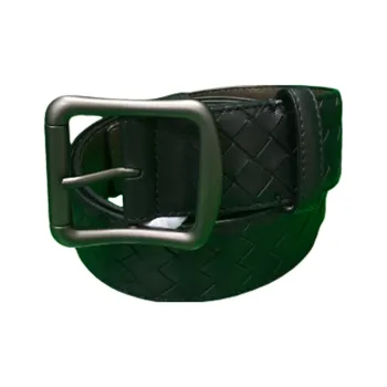 Bottega Veneta Woven Design Pin Buckle Leather Belts Unisex Black