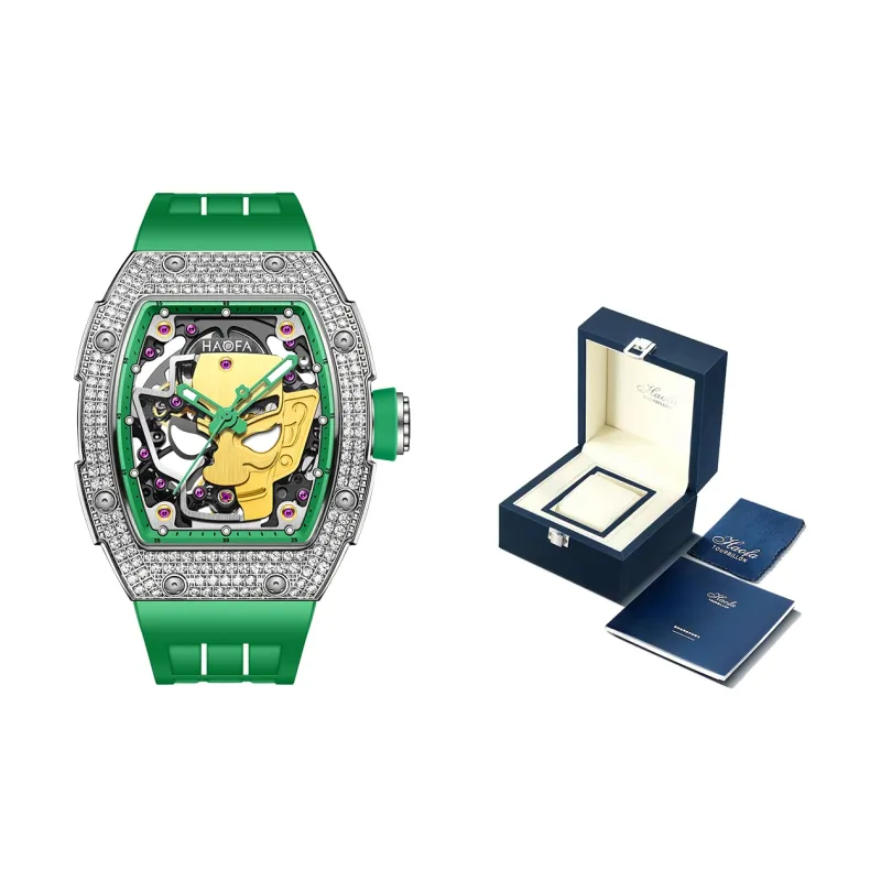 HaofaTourbillon Automatic Mechanical Movement Rubber Strap Watch Men's Watches Cut-Out Dial-14