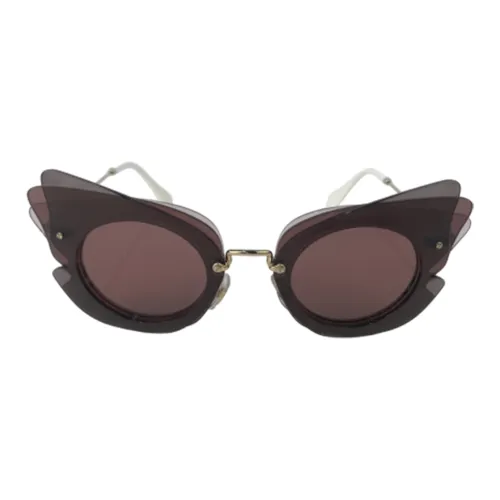 MIU MIU Metal Irregular Shape Sunglasses Women's Red