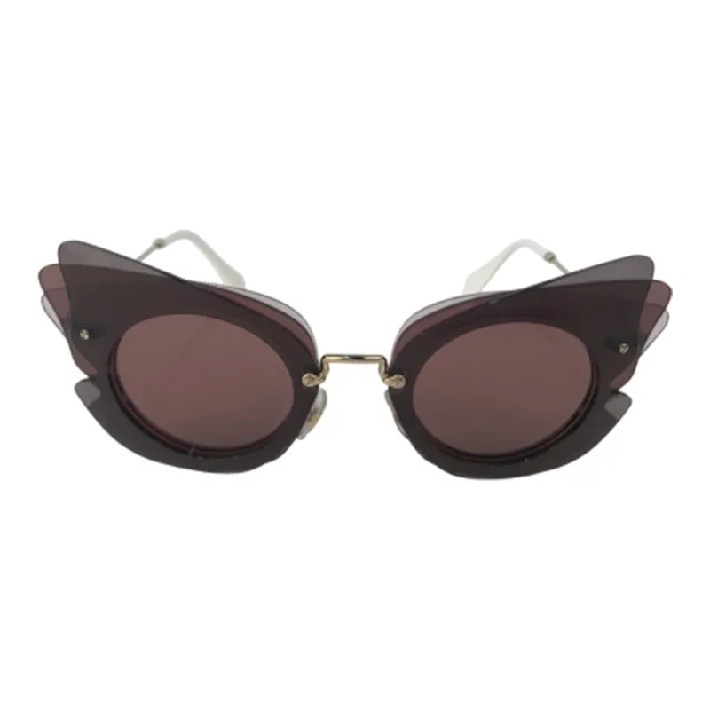 MIU MIU Metal Irregular Shape Sunglasses Women's Red-0