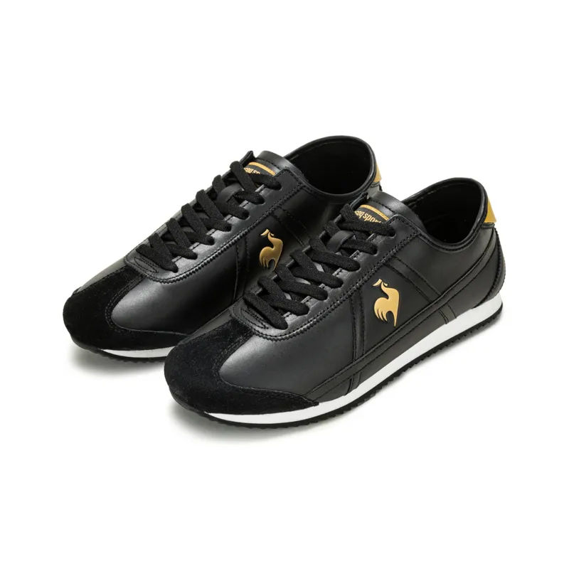 Le Coq Sportif Cushioning Wear Resistant Low Top Casual Shoes Unisex Black Gold-2