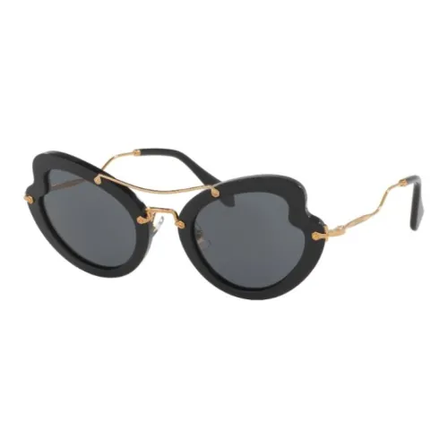MIU MIU Acetate Irregular Shape Sunglasses Women's Black